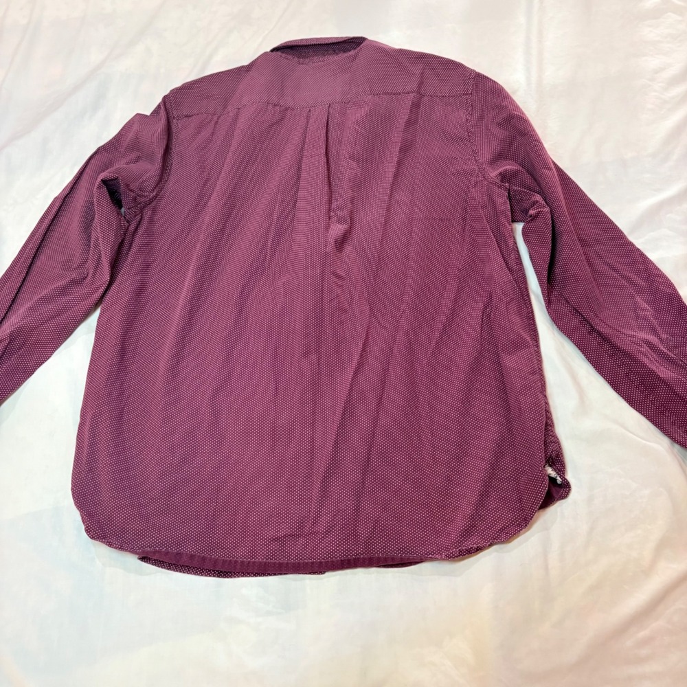 Cactus Man Ricky Singh Mens Large Slim Fit Burgundy Micro Dot Button Down Shirt - Picture 2 of 8
